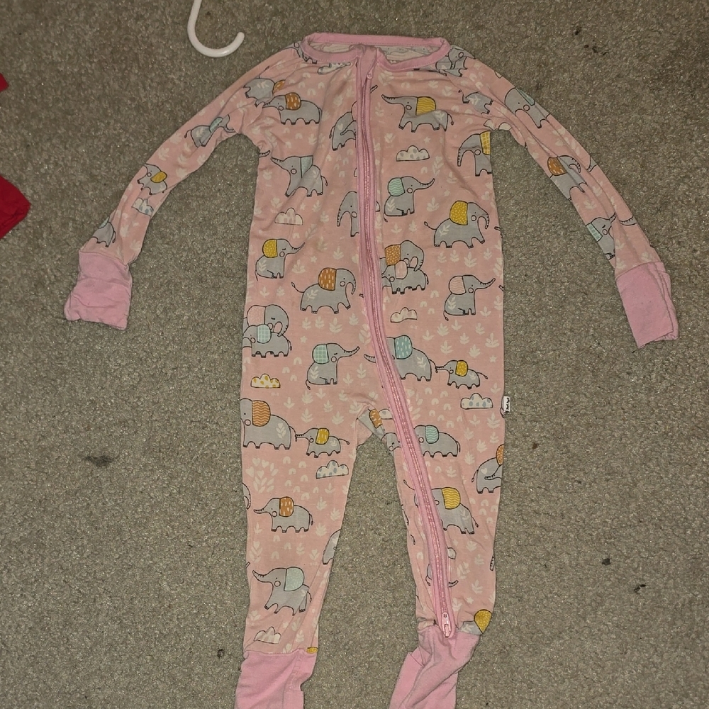 Little Sleepies Pink Elephant Kids Footie 6-12M